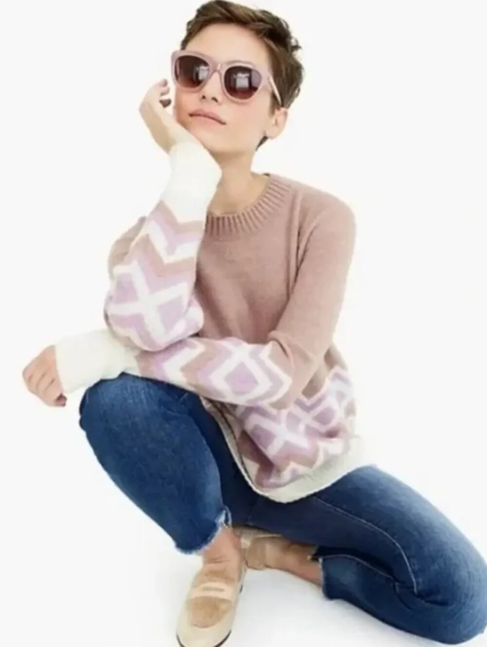NWT J. Crew Geometric Fair Isle Crewneck Sweater